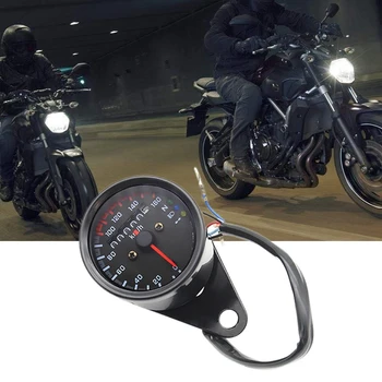

12V Motorcycle 0-160 Km/H Speedometer with LED Indicator Odometer ,Universal Cafe Racer Gauge,Single Indicator (Black)