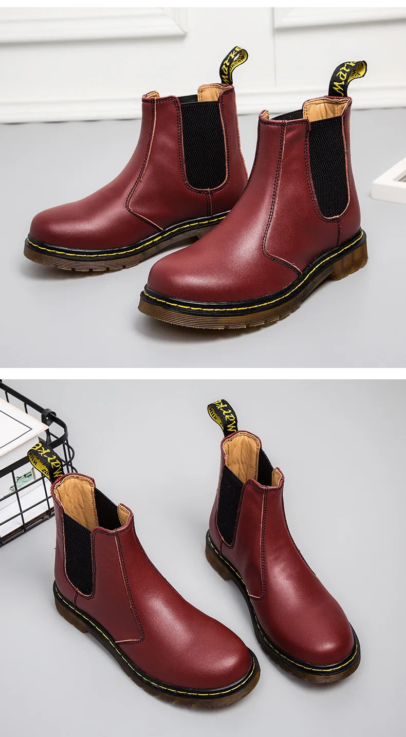 Осенне-зимние ботинки челси из натуральной кожи; Мужская обувь; классические винтажные ботильоны; водонепроницаемые мужские повседневные ботинки в байкерском стиле
