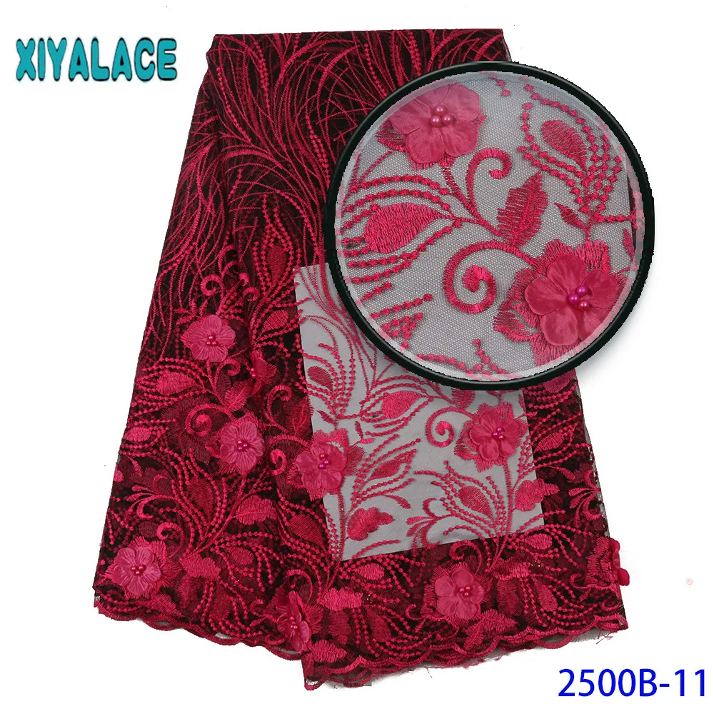 3D Laces High Quality, Beaded Nigerian Lace Fabric, Embroidery French Tulle Lace with Stones for Bridal YA2500B-4