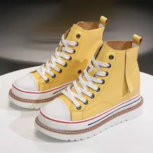 Inner heightening little white shoe woman new autumn hightop thicksoled leather womens single shoes safety shoes student sandals