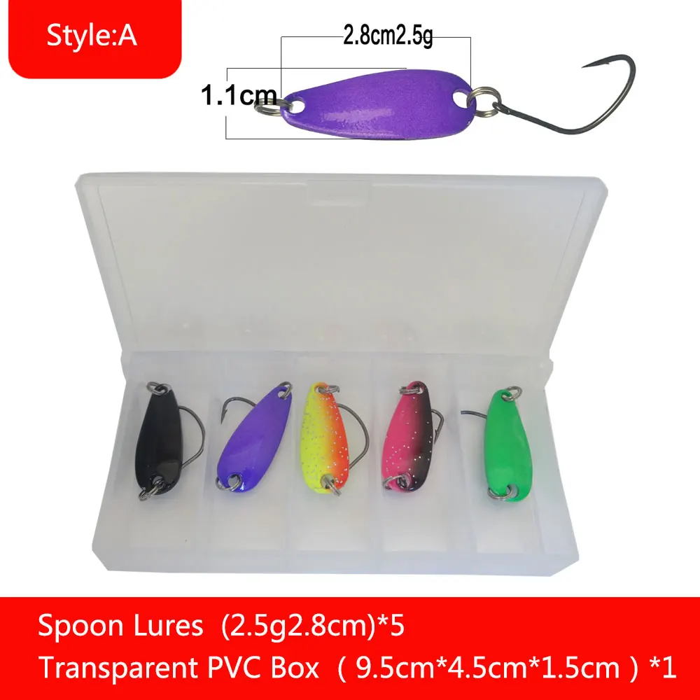 Hexakill Transparent PVC Box Metal bait set Spoons Trout Lures Kit