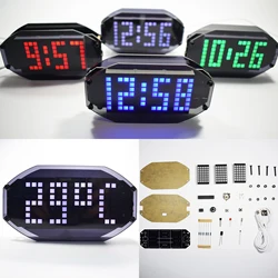 Kit d'horloge électronique numérique à matrice LED noire, avec affichage de la température, rappel de vacances et d'anniversaire, DIY 