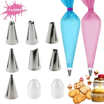 

11Pcs/set Silicone Icing Piping Bag Cream Pastry Bag Cooking Fondant Cake Decorating Tools Pastry Nozzle Set Kitchen Tool