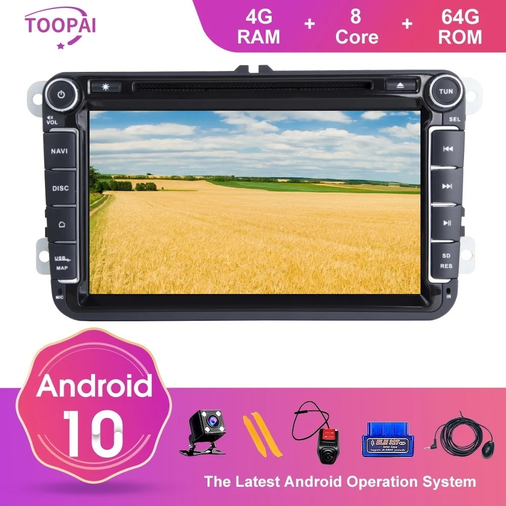 Автомагнитола TOOPAI мультимедийный плеер на Android 10 с GPS для