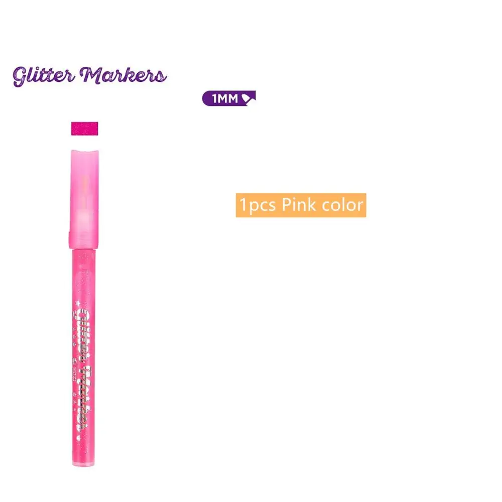 1pcs Pink 12 красивых блестящих цветных маркеров 1 мм на водной основе, устойчивые к УФ-излучению Пигментные чернила, ручки для рисования буквами, альбом для рисования, искусство A6848 - Цвет: 1pcs Pink