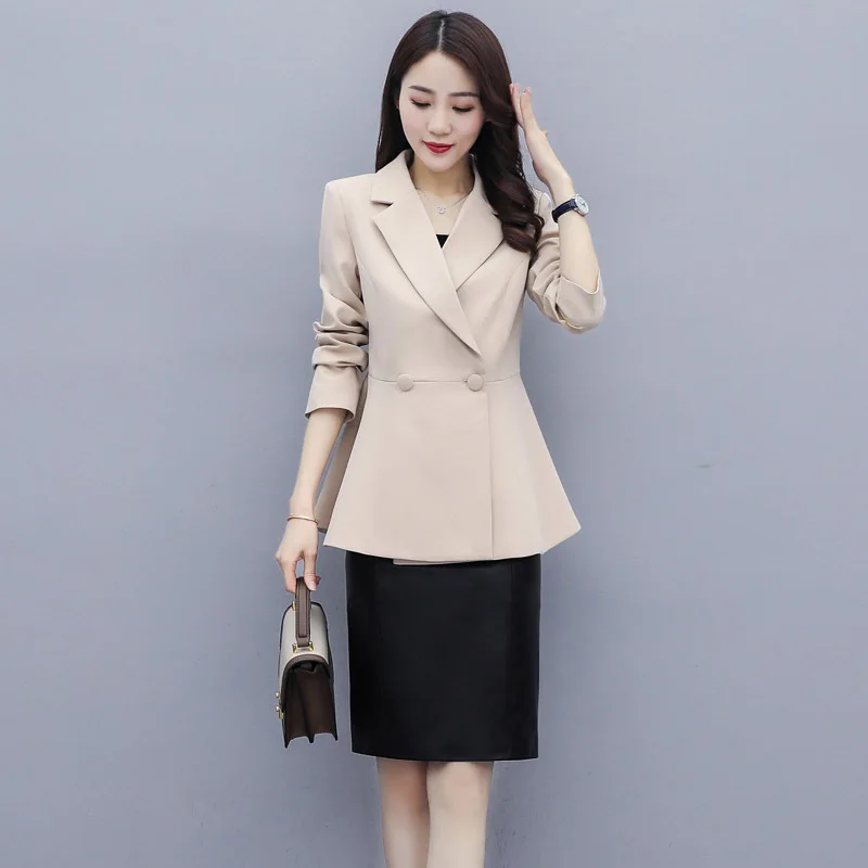 

2020 Spring New Style Fashion Commuting Elegant Korean-style Elegant Slim Fit Hem Solid Color Small Suit Business Coat