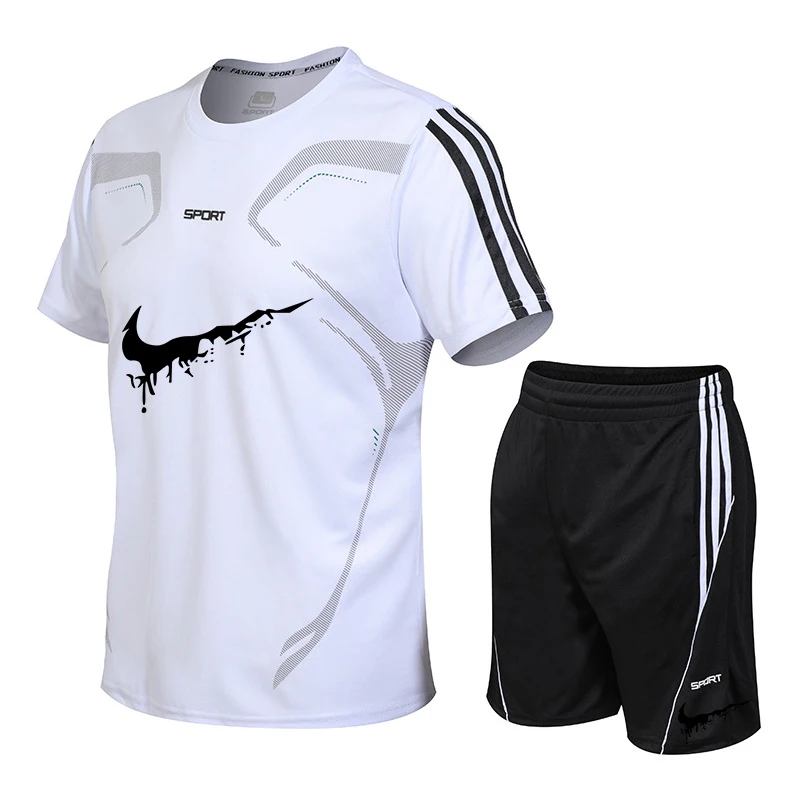 

Men's running 2 pieces / set sportswear sports suit gym fitness jogging training clothes sportswear quick drying men sports sets