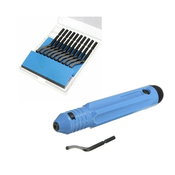 

12pcs 63RC NB1100 Burr Handle+Cutters BS1010 Deburring Metalworking Tool Parts