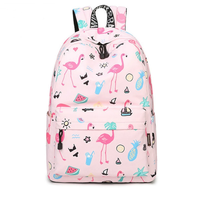 Водонепроницаемый женский рюкзак, милый рюкзак, розовый, фламинго, животное, ранец, с принтом, школьный рюкзак, сумка для девочек-подростков, Mochila