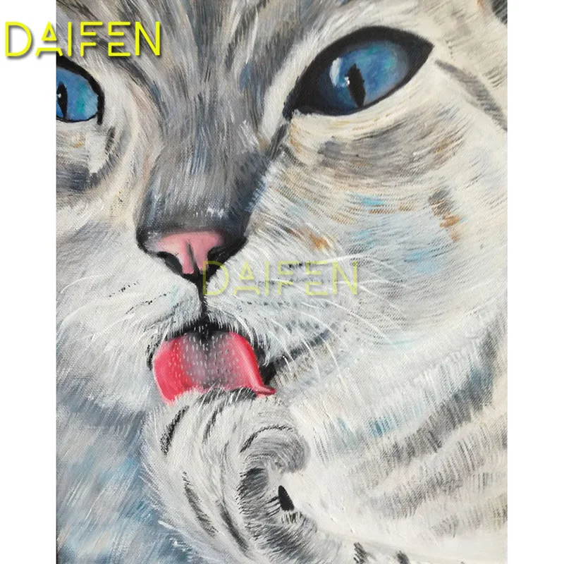 Full Round Diamond mosaic 5D DIY embroidery Square painting Cross stitch lovely gray cat red tongue blue | Дом и сад