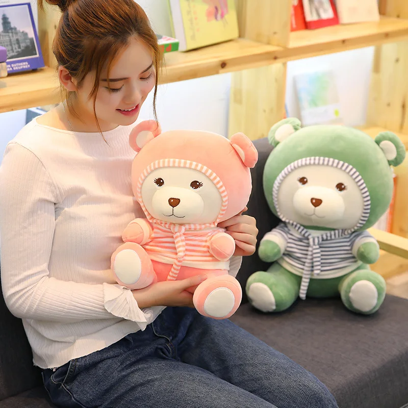 Hat scarf bear doll soft down cotton couple hat bear plush toy doll rag doll child bed doll home furnishing toy children's day g