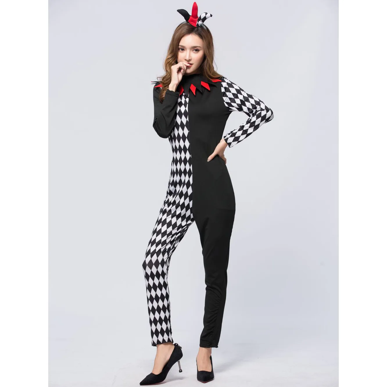 

Halloween Clothing Cosplay Stage Performance Uniform Stripes Evil Clown-