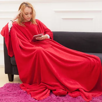 

2020 Winter Warm TV Pocket Blankets Adults Bathrobe Sofa Cozy Hoodie Blanket Sweatshirt Plush Coral Fleece Blankets Outwears