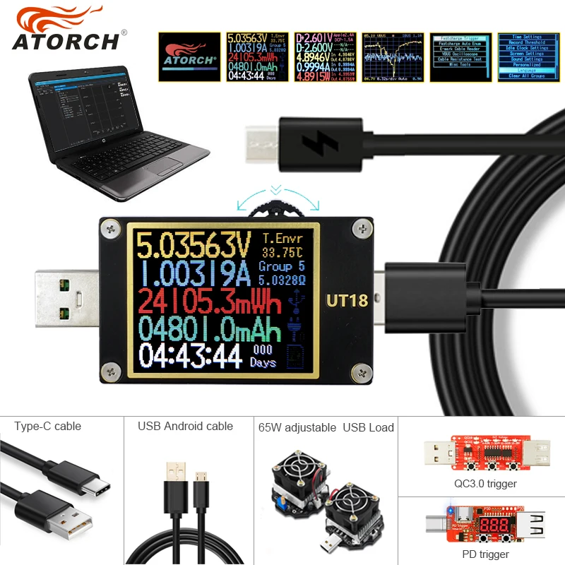 UT18 USB 3 0 тестер программируемый хост компьютер вольтметр измеритель тока PD3.0