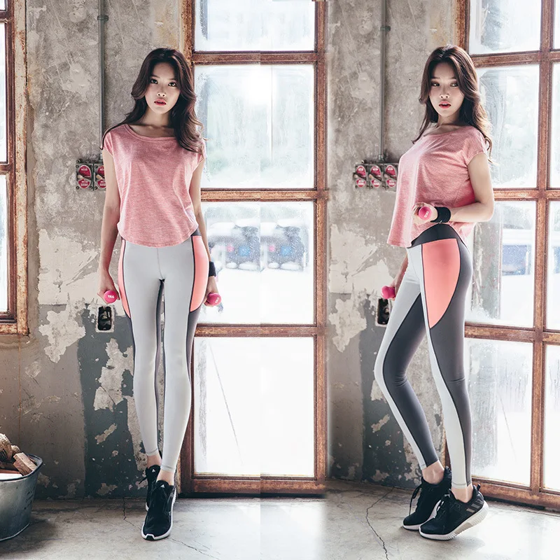 Летний корейский комплект одежды для йоги, быстросохнущие спортивные топы, женские обтягивающие штаны для йоги, комплект из трех предметов, одежда для фитнеса