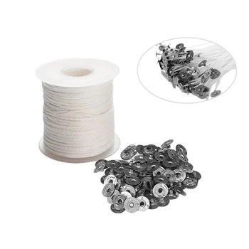 

1 Roll Candle Wick Core with 100PCS Metal Candle Wick Sustainer Tabs Candles Making Tools Set for DIY Soy Paraffin Candle Making