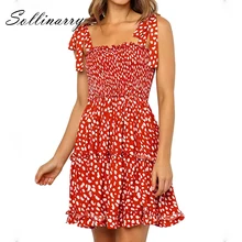Melegant 2020 ดอกไม้พิมพ์ผู้หญิงสูงเอว ruffles หญิงชุดสั้นฤดูใบไม้ผลิฤดูร้อน Holiday Beach PARTY dresses PLUS ขนาด(China)