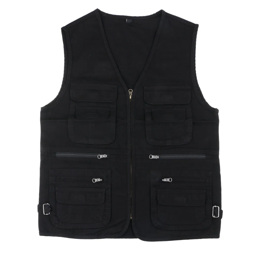 Men`s Fishing Vest Sport Vest Multi Pocket Vest Outdoor Hunting Utility Vest Fiber Fabrics Large Size