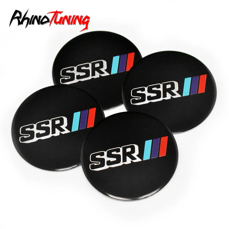 4pcs 49mm SSR Black Aluminum Auto Wheel Center Hub Cap Stickers