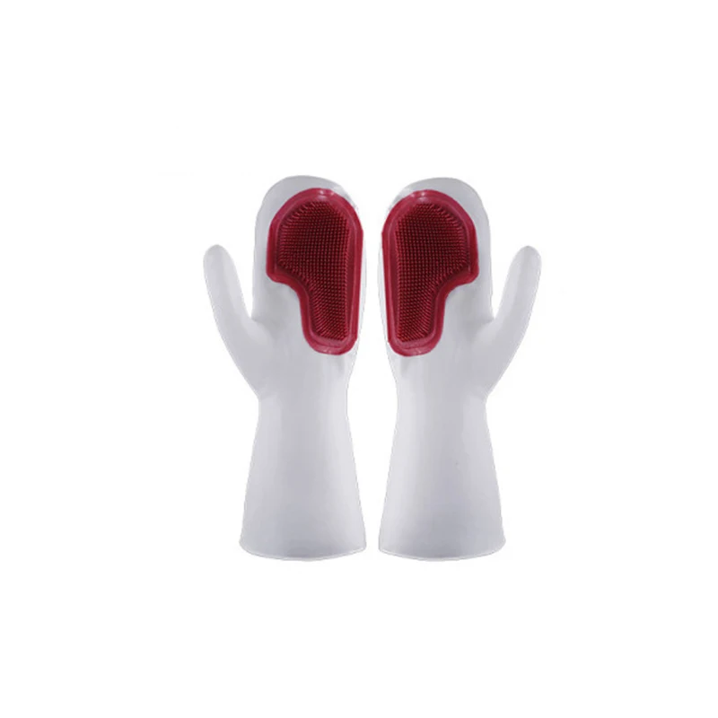 Волшебные перчатки для мытья посуды, кухонные водонепроницаемые перчатки для мытья посуды, кухонный инструмент, зимний прочный силиконовый анти-ожогов - Цвет: red