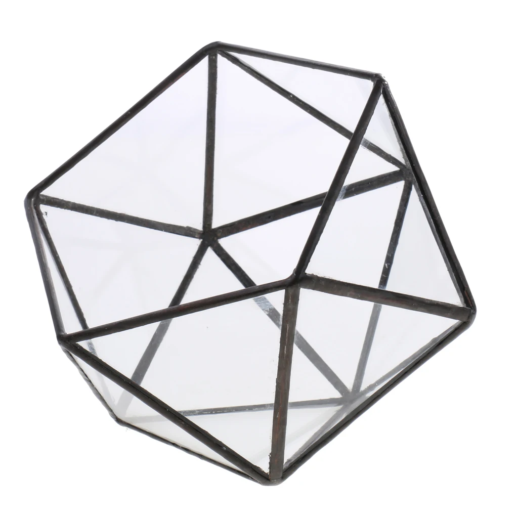 12x12x12cm Black Современный художественный стеклянный геометрический Террариум Настольный суккулентный горшок - Цвет: 12x12x12cm Black