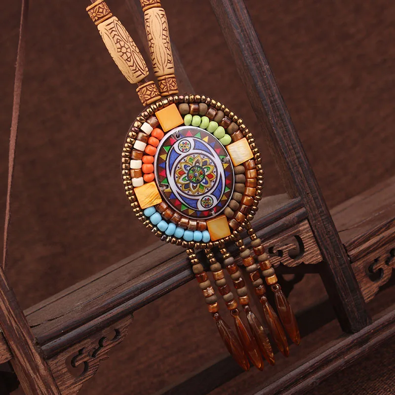 6 видов конструкций, модные плетеные винтажные ожерелья из богемского хрусталя ручной работы, Женские Ювелирные изделия в непальском стиле, новые этнические ожерелья, кожаное ожерелье - Окраска металла: E