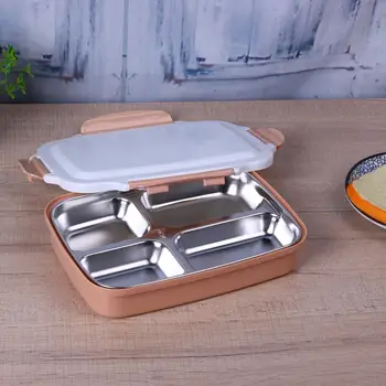 

304 Stainless Steel Lattice 2 Layers Insulated Lunch Box Microwave Oven Box
