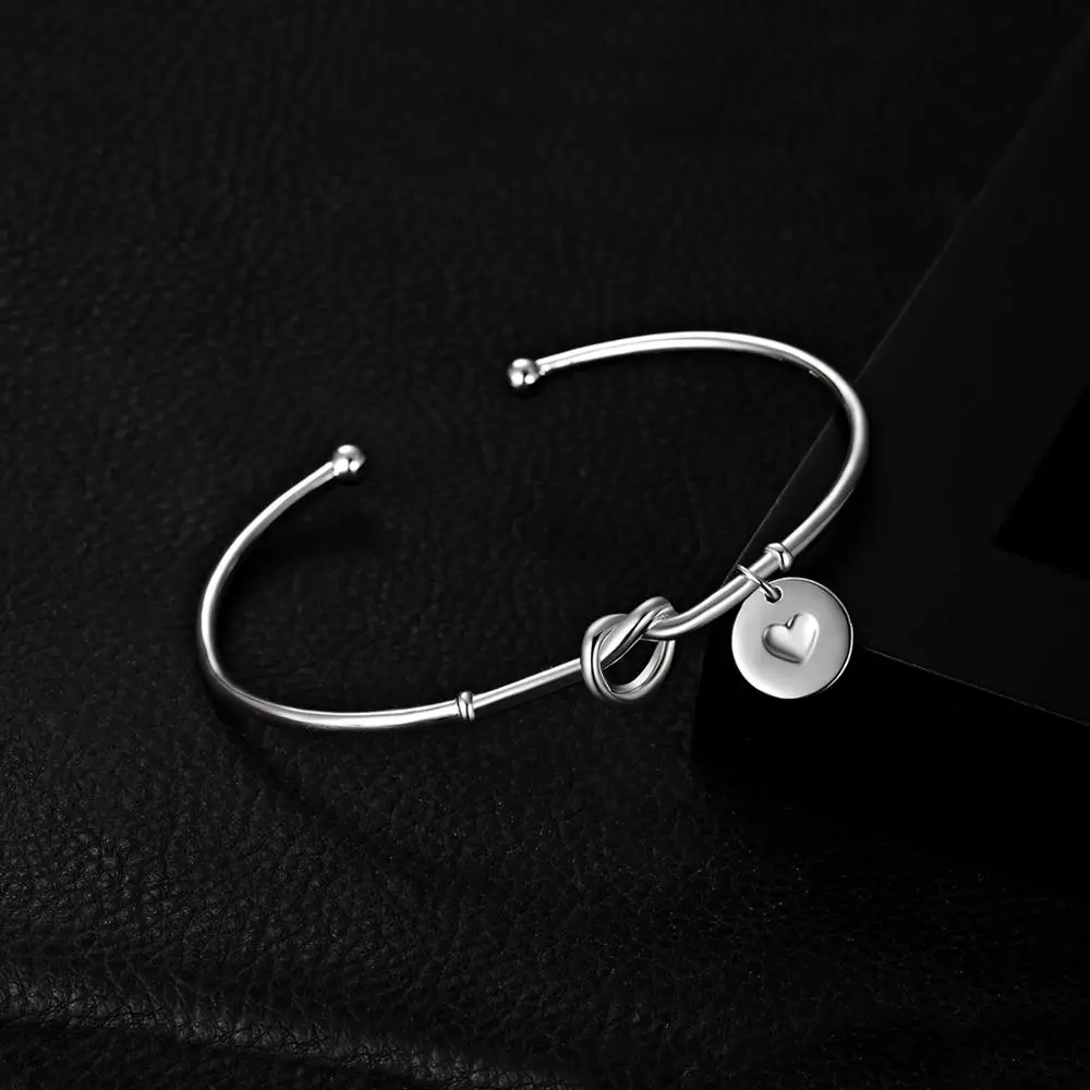 JewelryPalace Шарм 925 пробы серебро витая веревка сердце браслет с диском манжеты Браслеты для Для женщин Мода Fine Jewelry Лидер продаж