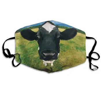 

Cute Cows Standing Washable Reusable Mask, Cotton Anti Dust Half Face Mouth Mask For Kids Teens Men Women With Adjustable Ear