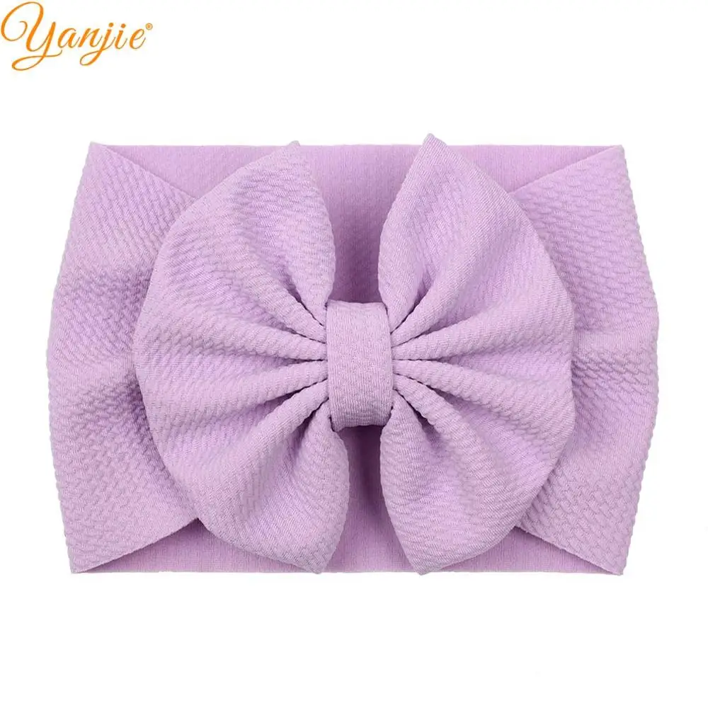 lavender Модные " банты для волос, Цветочная повязка на голову, вафельная ткань, эластичная Детская повязка на голову, аксессуары для волос для девочек, вечерние, Лидер продаж - Цвет: lavender