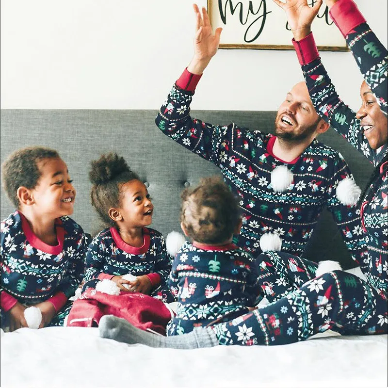 Рождественский Семейный комплект одежды, вечерние Домашний набор пижам, футболка с длинными рукавами, штаны, костюмы для папы, мамы, мальчиков и девочек, Vetement C0603