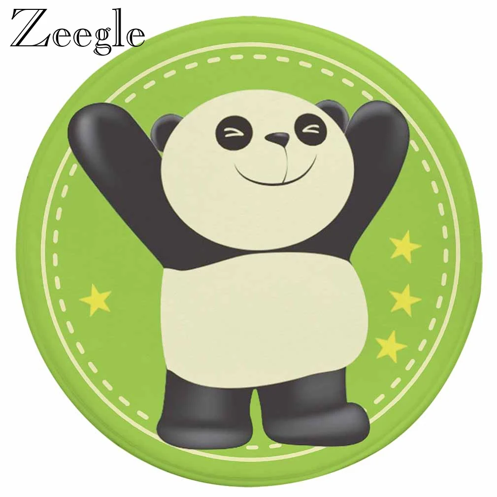 Zeegle Cartoon Round Carpet Living Room Bedroom Carpets Non-slip Hallway Welcome Floor Rug Bathroom Floor Mat