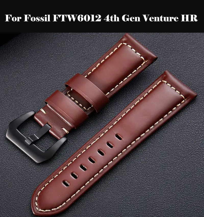 Watchband Soft Calf Genuine Leather Watch Strap 18mm 20mm 22mm 24mm Band Wristband For Fossil FTW6012 4th Gen Venture HR | Наручные часы
