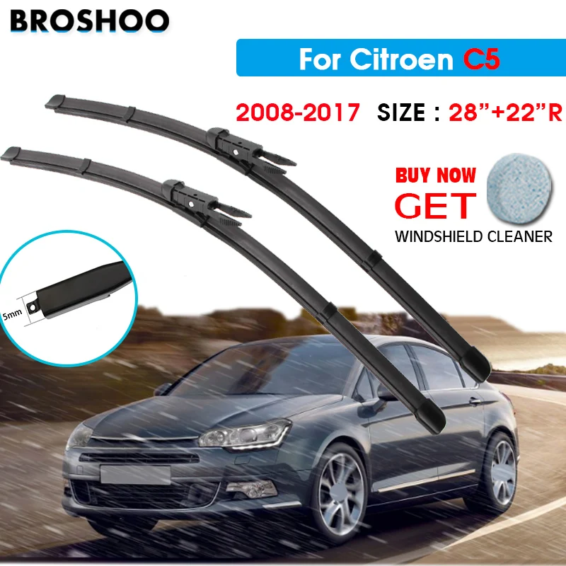 

Car Wiper Blade For Citroen C5 28"+22"R 2008-2017 Auto Windscreen Windshield Wipers Blades Window Fit Pinch Tab Arm