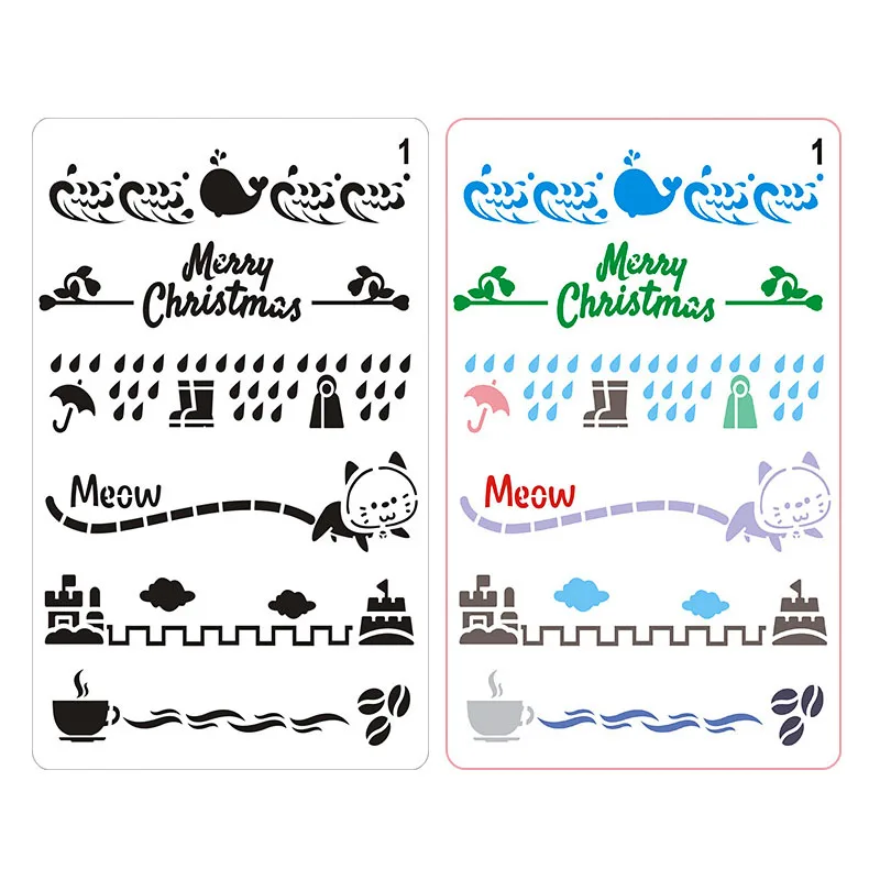 

2pc Painting Template Decoration Stencil DIY Scrapbooking Photo Album Embossing Bullet Journal Stencils Material Border
