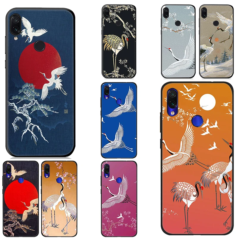 IYICAO Crane China Janpan Style Soft Case for Xiaomi Redmi Note 8 7 6 5 Pro 5A 4X Silicone TPU |