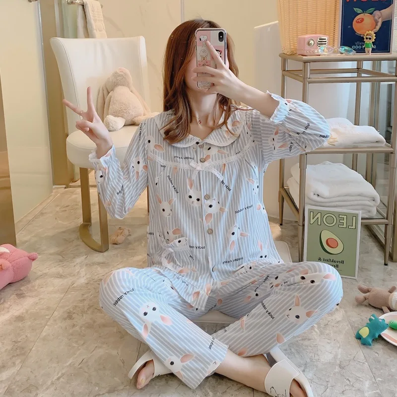 

2020 Cotton Spring and Autumn Confinement Clothing wei nai yi Postpartum Nursing Homewear Set Pregnant Women Pajamas