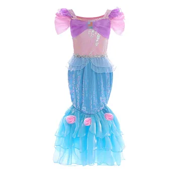 

Phertiful Girls Little Mermaid Dress Princess Ariel Costume Kids Petal Sleeve Gown Halloween Party Birthday Fantasy Cute Dresses