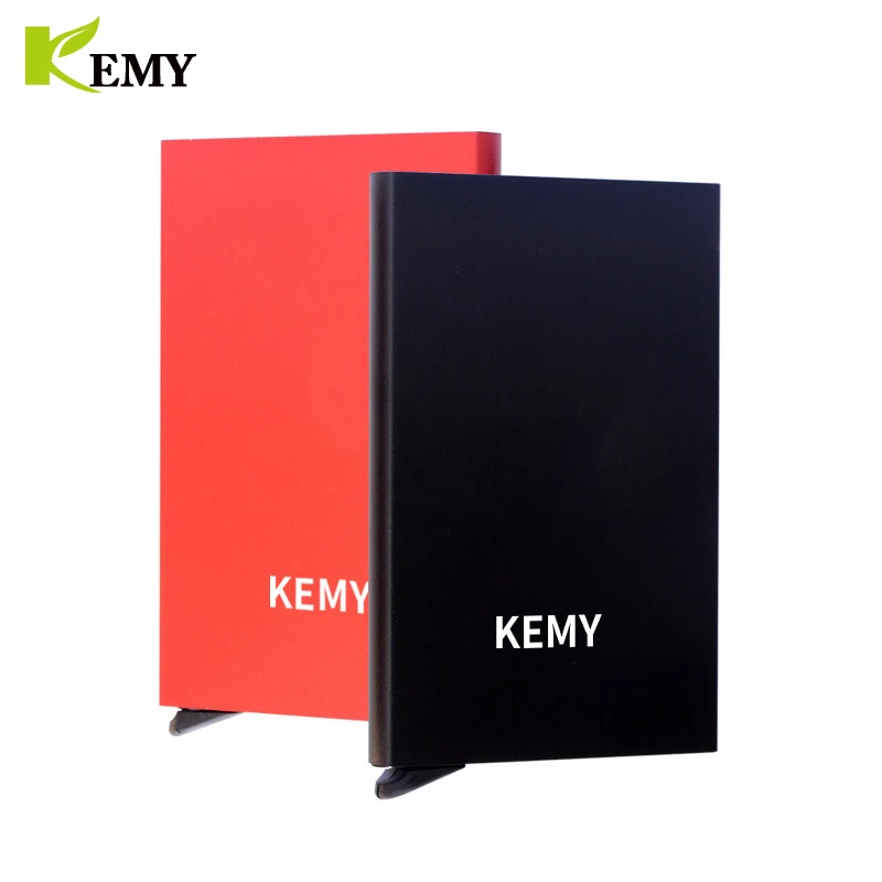 KEMY Rfid Wallet Men Money Bag Mini Purse Male Aluminium Card Wallet Small Clutch Leather Thin Purse Carteras
