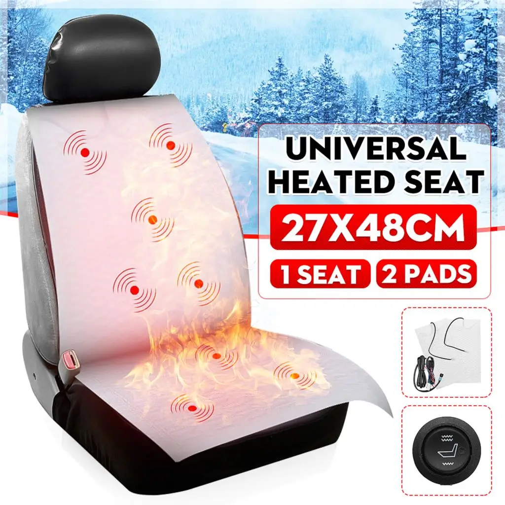 

2Pcs In 1 Fast Heated & Adjustable Black/Grey/Blue/Red Car Electric Heated Seat Car Styling Winter Pad Cushions Auto Covers