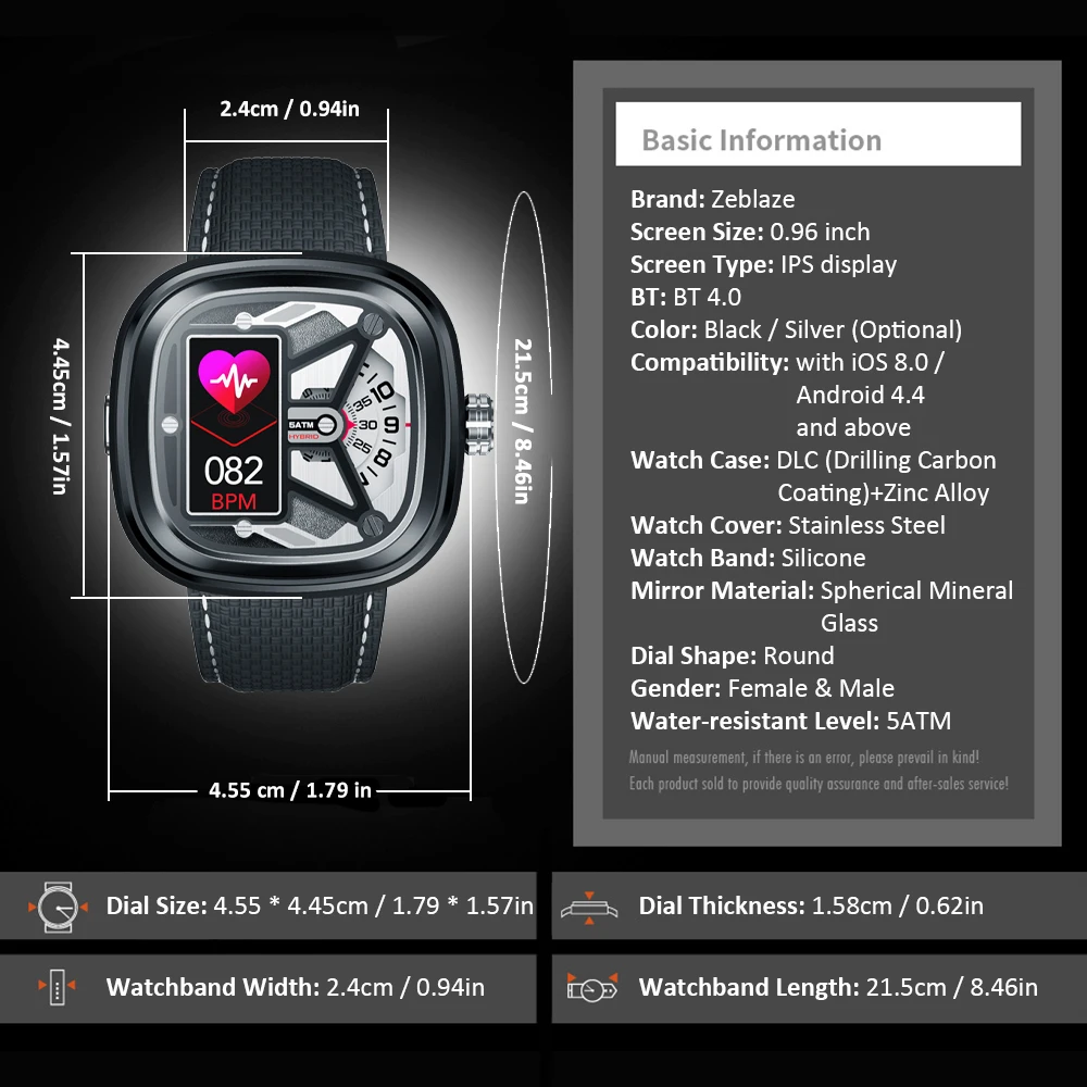 Zeblaze HYBRID 2 для мужчин и женщин Смарт-часы 0,96 дюймов наручные часы BT 4,0 пульсометр кровяное давление спортивные 5ATM водонепроницаемые умные часы