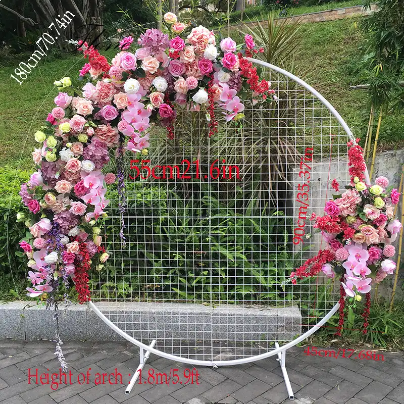 Flone人工花の結婚式のアーチ花装飾金属グリッドアーチセレモニー背景スタンドシルク造花装飾 造花 ドライフラワー Aliexpress
