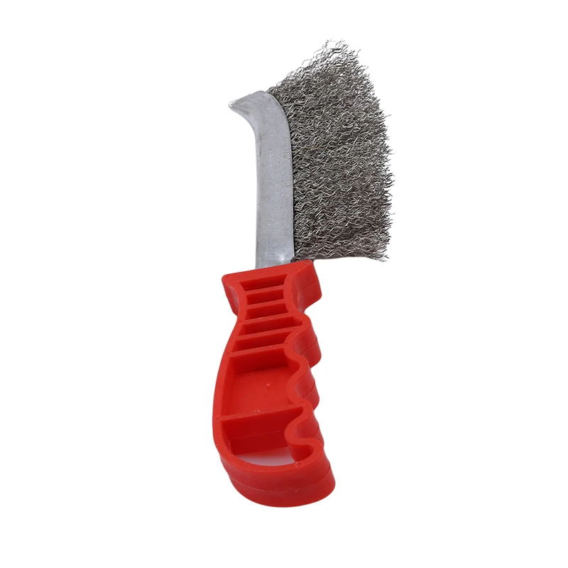 BBQ Grill Cleaning Brush Red Plastic Handle Steel Wire Brush Copper Plating Derusting Barbecue Mesh Cleaning Accessories barbecue cleaning tools grill brush