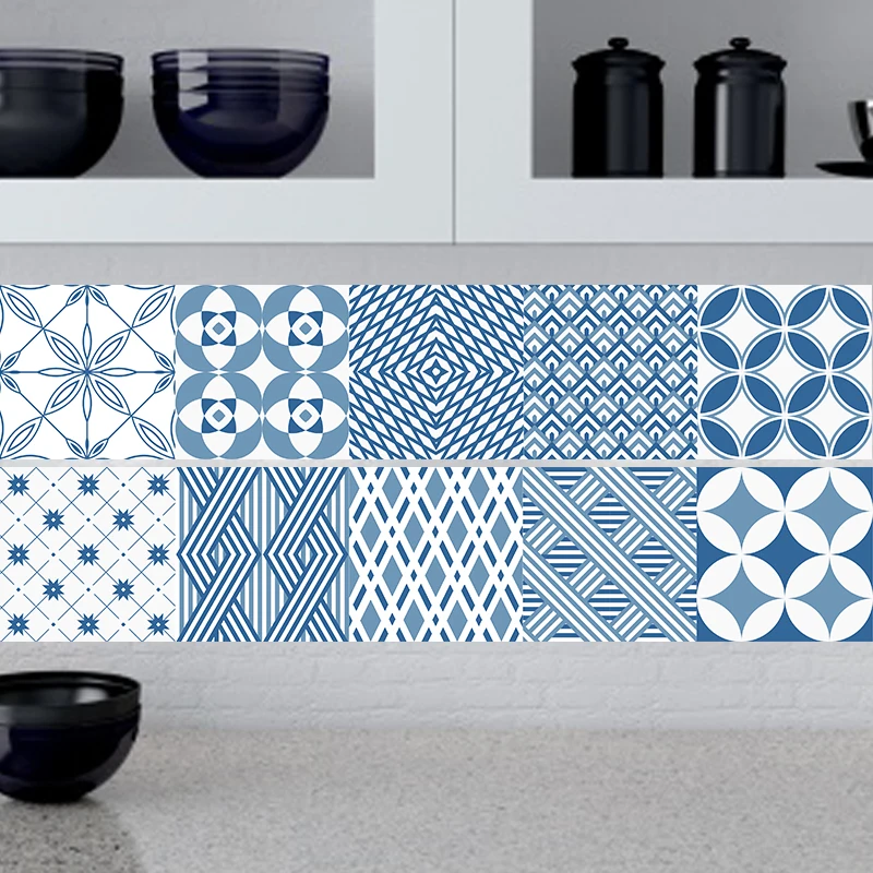 

Mediterranean Retro Tile Sticker,Waterproof Self adhesive Wallpaper for Kitchen Bathroom Bathtub,Home Decor Wall Decal 20x100cm