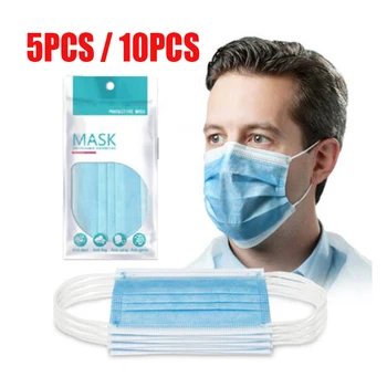 

10pcs Protective Mask Anti-Dust Dustproof Disposable Earloop Mouth Masks One-Time Facial Face Cover For Adults Kids Large Stock