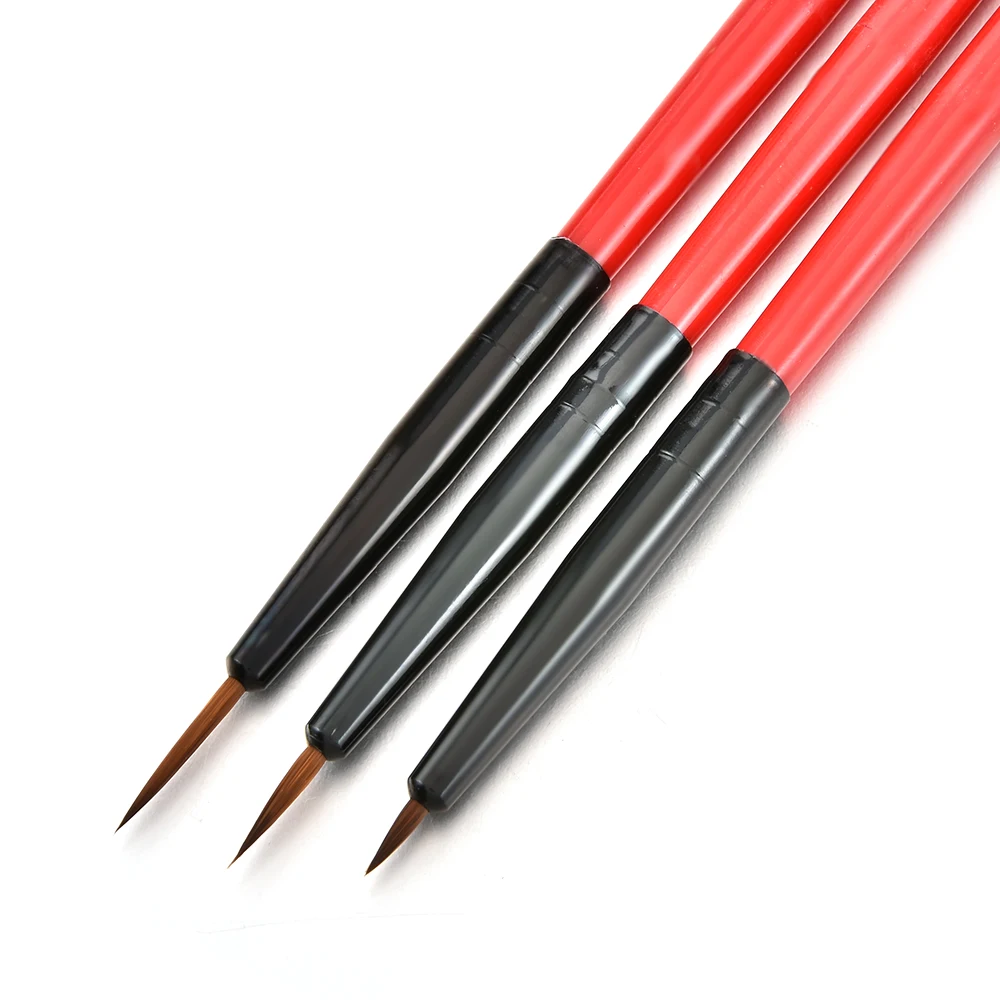 3Pcs Acrylic French Stripe Nail Art Liner Brush Set 3D Tips Manicure Ultra-thin Line Drawing Pen UV Gel Brushes Painting Tools
