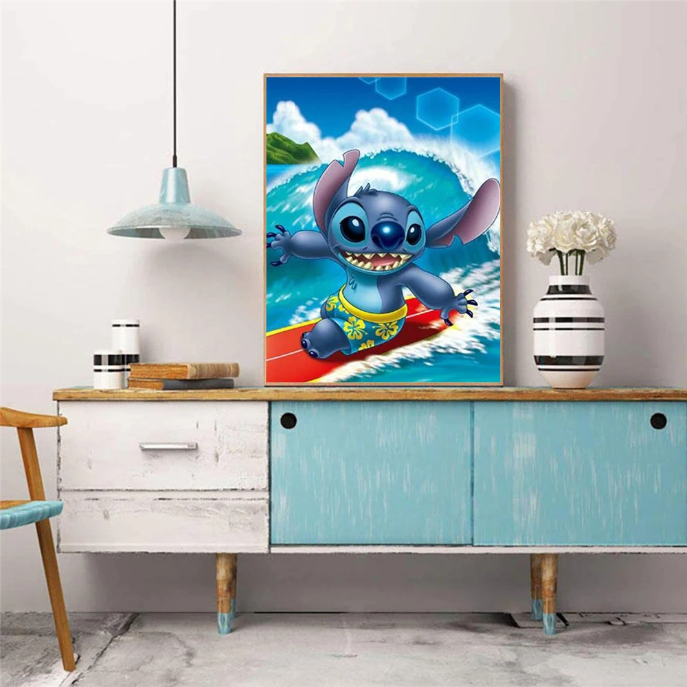 Disney 5D DIY Diamond Painting Cross Stitch Cartoon Couple Lilo&Stitch  Diamond Embroidery Picture Rhinestone Home Art Gift