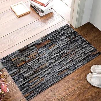 

Brick Wall Black Retro Style Stones Bath Rugs Non-Slip Doormat Door Mat Bathroom Accessories
