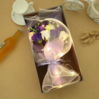 

LED Soap Artificial Flower Bouquet String Lights Foam Rose Fairy Lights for Valentine's Day Wedding Decoration