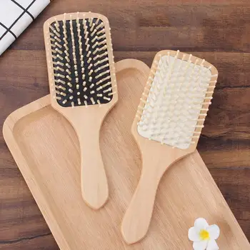 

Square Wooden Silicone Anti-static Scalp Massage Comb Hairbrush Pro Salon Hair Comb SPA Head Promote Blood Circulation